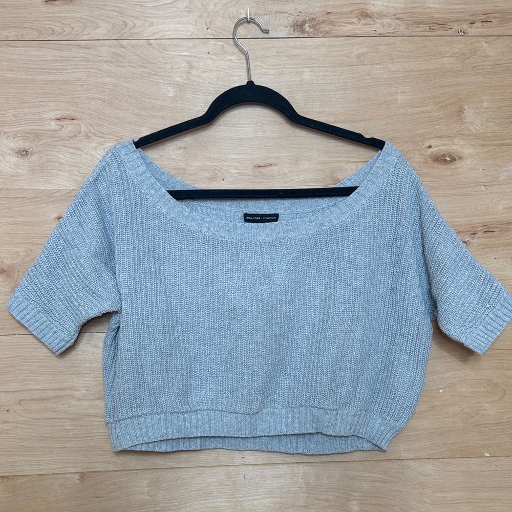 Off-shoulder Knit Cropped Sweater